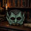 Green Vampire Mask Halloween Mask Half Face with Pointy Ears & Sharp Teeth Retro Comfortable Horror
