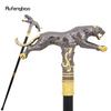 Gold-Schwarz Laufender Leopard mit Schwanz Gehstock Dekorativ Cosplay Party Modischer Stock Halloween Krummstab Stock 94cm