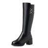 Women Genuine Leather  Winter Wool High Heel High Boots  Big Size Warm Snow Boots Women