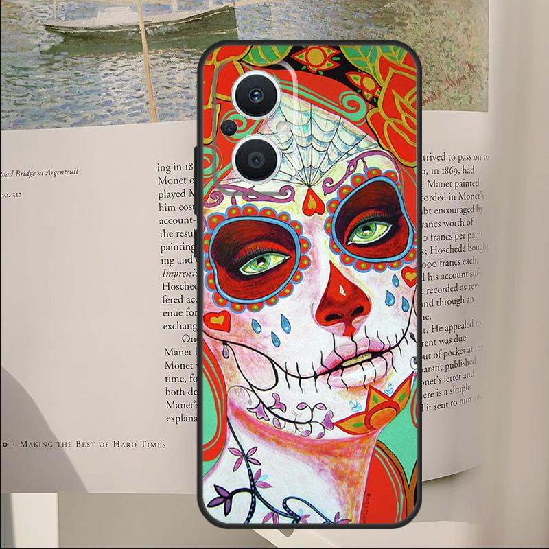 

Catrina Beautiful Rose Girl Skull Cover For OPPO Reno 14 13 11 10 Pro 12F 11F 13F 14F 7 8 Lite OPPO Find X6 X5 X8 X9 Pro Case OPPO Reno10 Pro