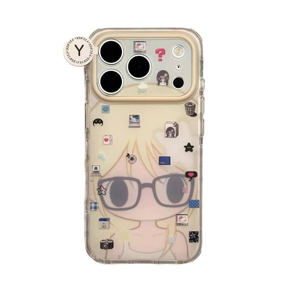 Frosted Cute Glasses Girl Wild Has On Autumn for iPhone17promax Apple 16 Pro Mobile Phone Case 15