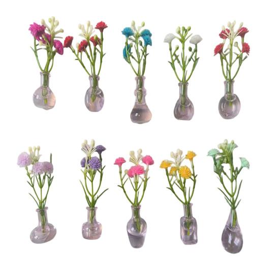 1/8/10Pcs Vertical Greenery Vase Magnetic Mini Clear Glass Propagation Vase with Faux Flowers Dorm Room Plant Decor