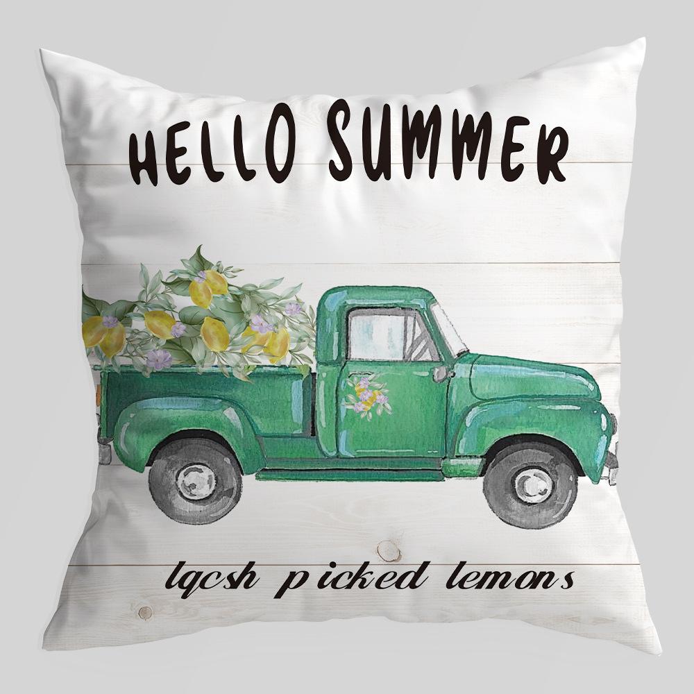 New Lemon Series Pillowcase, Plant Truck, Peach Skin Velvet Printed Pillow, Office Lumbar Cushion Cover