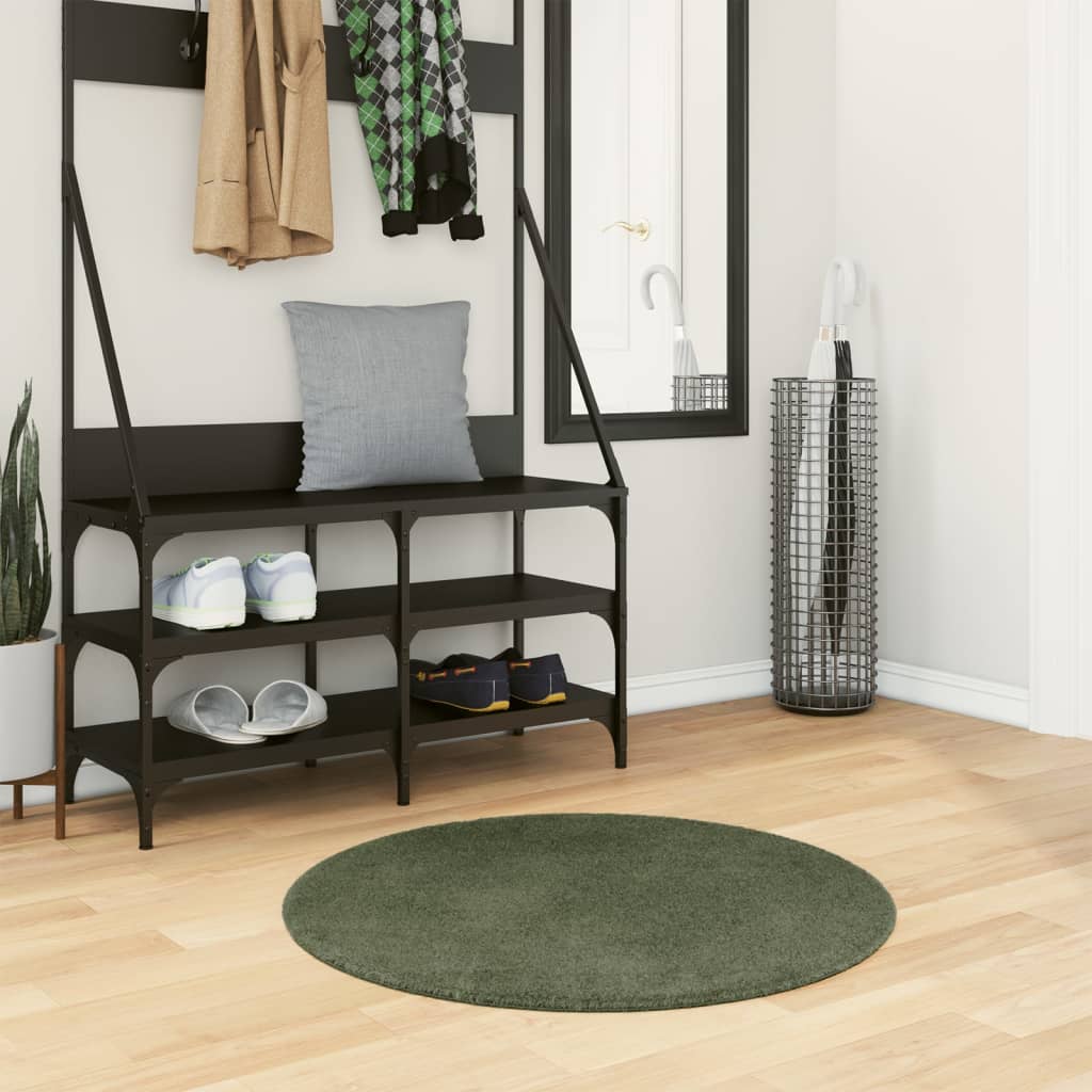 vidaXL Teppich HUARTE Kurzflor Weich und Waschbar Waldgrün Ø 80 cm grün