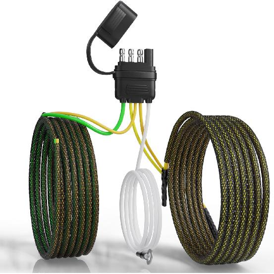 Oyviny 4 Pin 5 Wire Trailer Wiring Harness 22FT For Rewiring Both-Side Taillights, Pure Copper Bond Trailer Light Kit 4 Way Flat 5 Wire Plug W/Nylon