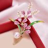 Elegant Chinese Wheat & Pearl Brooch: Crystal Bouquet Corsage