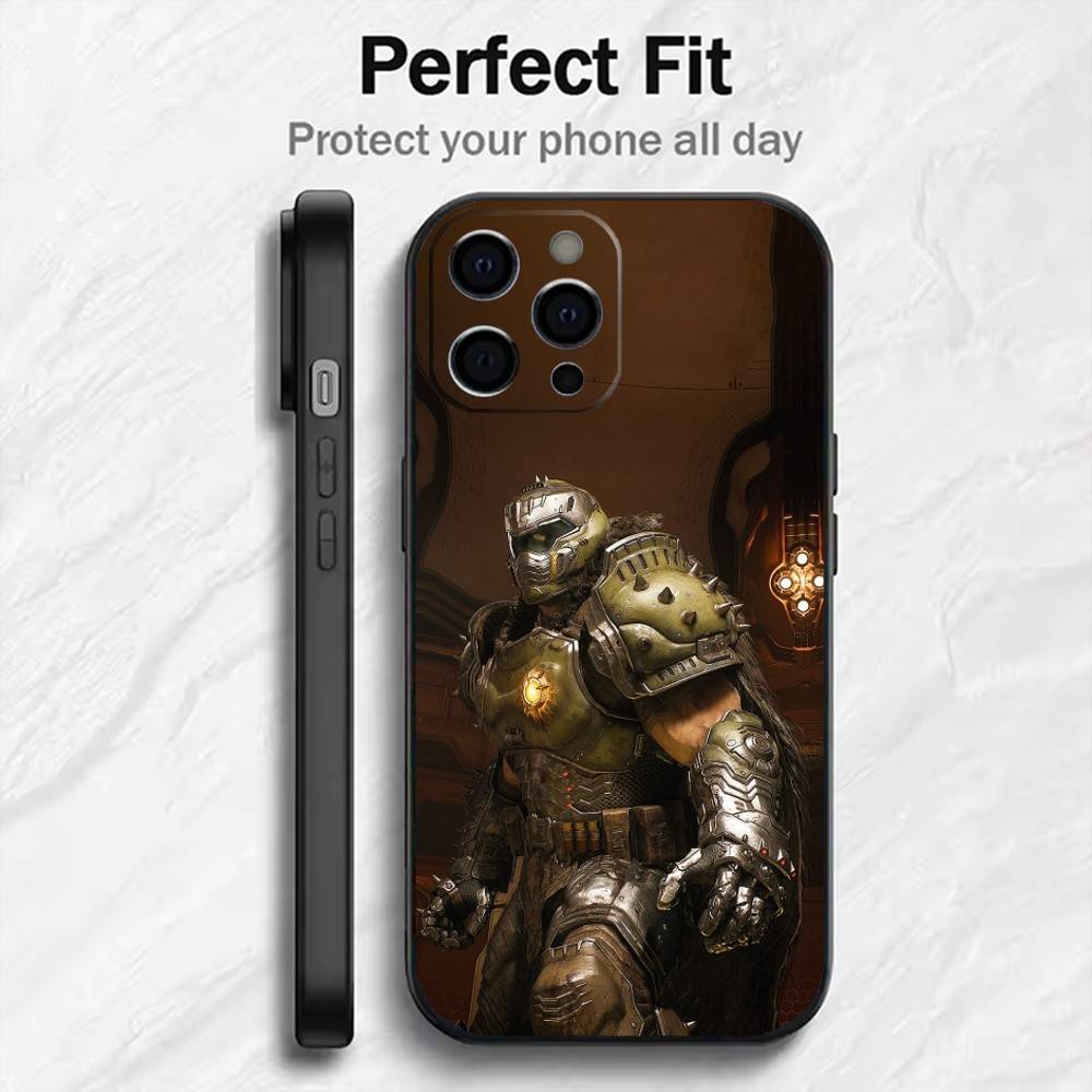 Game D-DOOM Printed Phone Case For iPhone17,16,15,14,13,12 Plus,Max Soft Silicone Black Cover