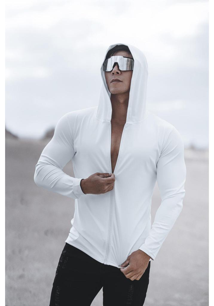 Herren Quick-Dry Langarm Fitness Laufen Sport Reißverschluss Hoodie