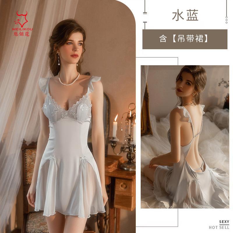 Sexy pajamas sex nightgown women's pure desire wind suspender lace nightdress one-piece perspective temptation backless suit