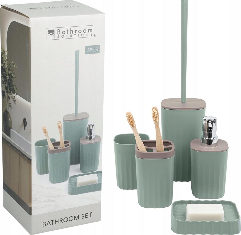 Badezimmer-Set, Kunststoff, Pistazie