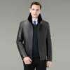 Luxury Men's Winter Leather Jacket with Down Liner - Middle-Aged Business Casual Warm Fur