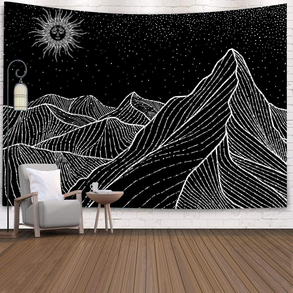 

Страшный череп лесной гобелен черно-белый горный солнечный гобелен настенный гобелен с океанскими брызгами спальня домашний декор 100X75CM