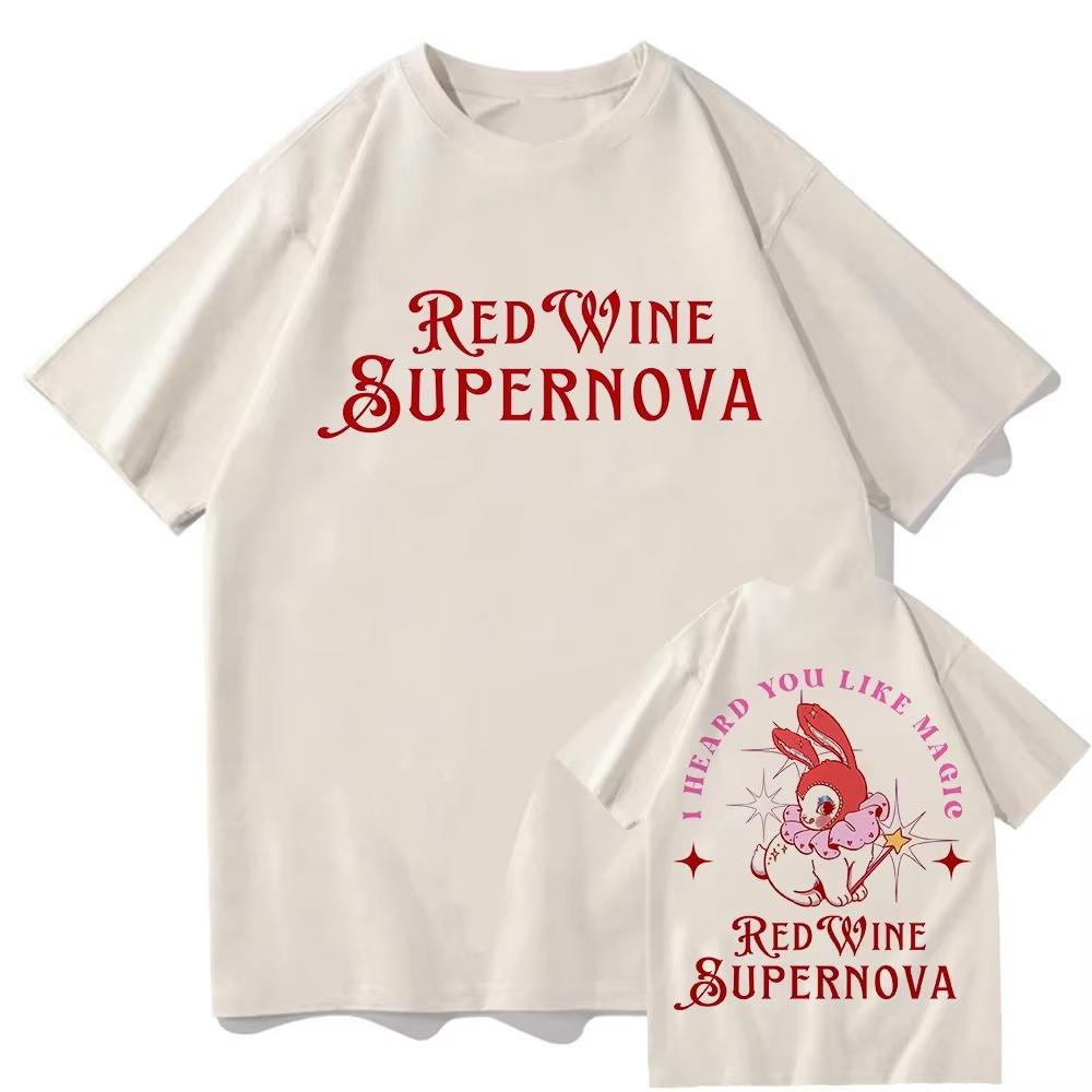 Футболка Red Wine Supernova Chappell Roan Мужская/женская одежда Харадзюку Летние хлопковые футболки с коротким рукавом Уличная одежда Графические футболки XL