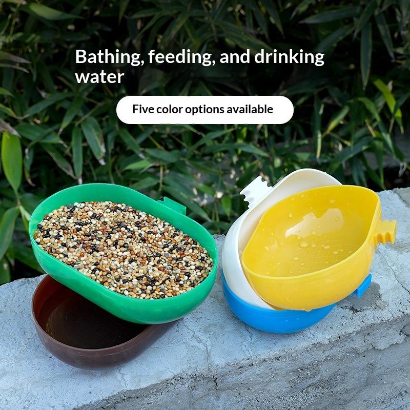 Hanging Bird Parrot Bath Basin Multifunctional Feeding Bowl Bird Cage Accessories Bird Parrot Parakeets Feeder Bird Supplies