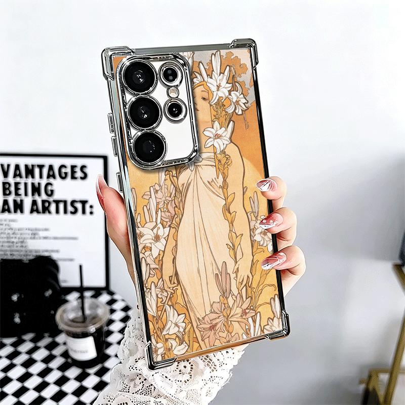 Vintage Alfons Mucha Primavera Plating Phone Case For Samsung Galaxy S24 S25 FE S26 Edge S23 Ultra S22 S21 Plus S20 Anti-Fall Ai