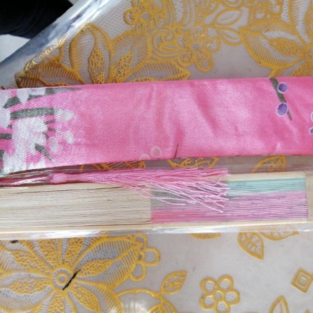 2pcs Elegant Folding Fan Pouch Retro Brocade Fan Bag Folding Hand Fan Bag Festival Gifts