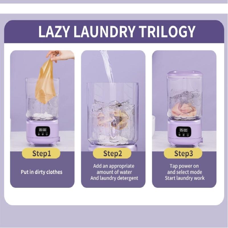 2L Wash & Dehydration-in-One Washing Machine with 390 High-Power Motor, Automatic Spin-Drying, Mini Washing Cup, and Portable Wireless Charging