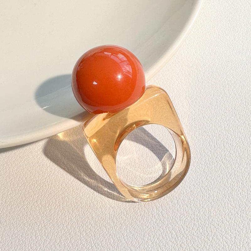 Mode Personlighet Design Harts Kulformad Fyrkantiga Ringar För Kvinnor Temperament Geometrisk Tjock Chunky Fingerring Smycken Fest