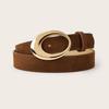 Minimally Retro Gold Ring Buckle Decorative Suede Women Casual Belt For Fashion Accessories