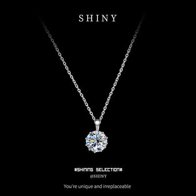 Moissanite Necklace 1ct Pendant Long Sweater Chain Women Fashion Jewelry