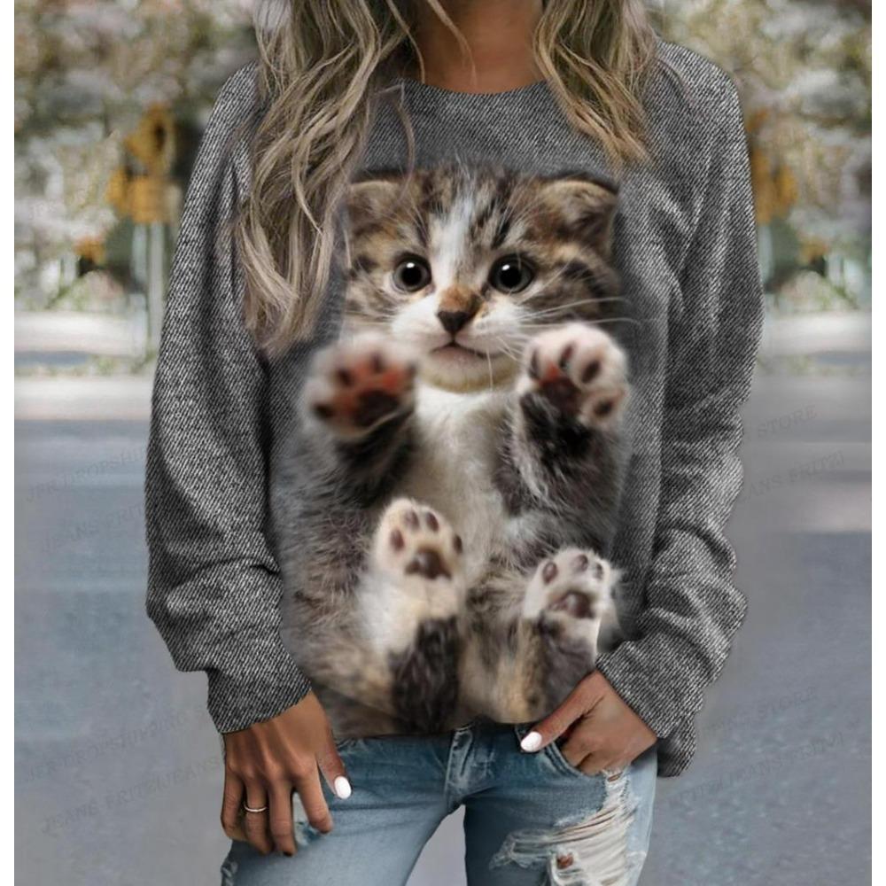 Animal pisică 3d hanorace cu imprimeu 3d hanorace pentru femei la modă crewgate hanorac desene animate kawaii grafice paltoane femei transpirații îmbrăcăminte supradimensionată manga