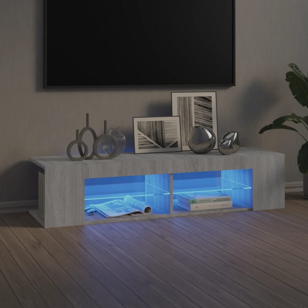 Vidaxl Szafka Tv Z Oświetleniem Led, Szary Dąb Sonoma, 135X39X30 Cm