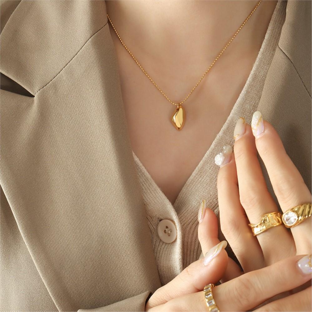 Simple Geometric Pendant Necklace For Women No Tarnish 316L Stainless Steel 18k Gold Plated Women's Small Beads Chain Necklaces