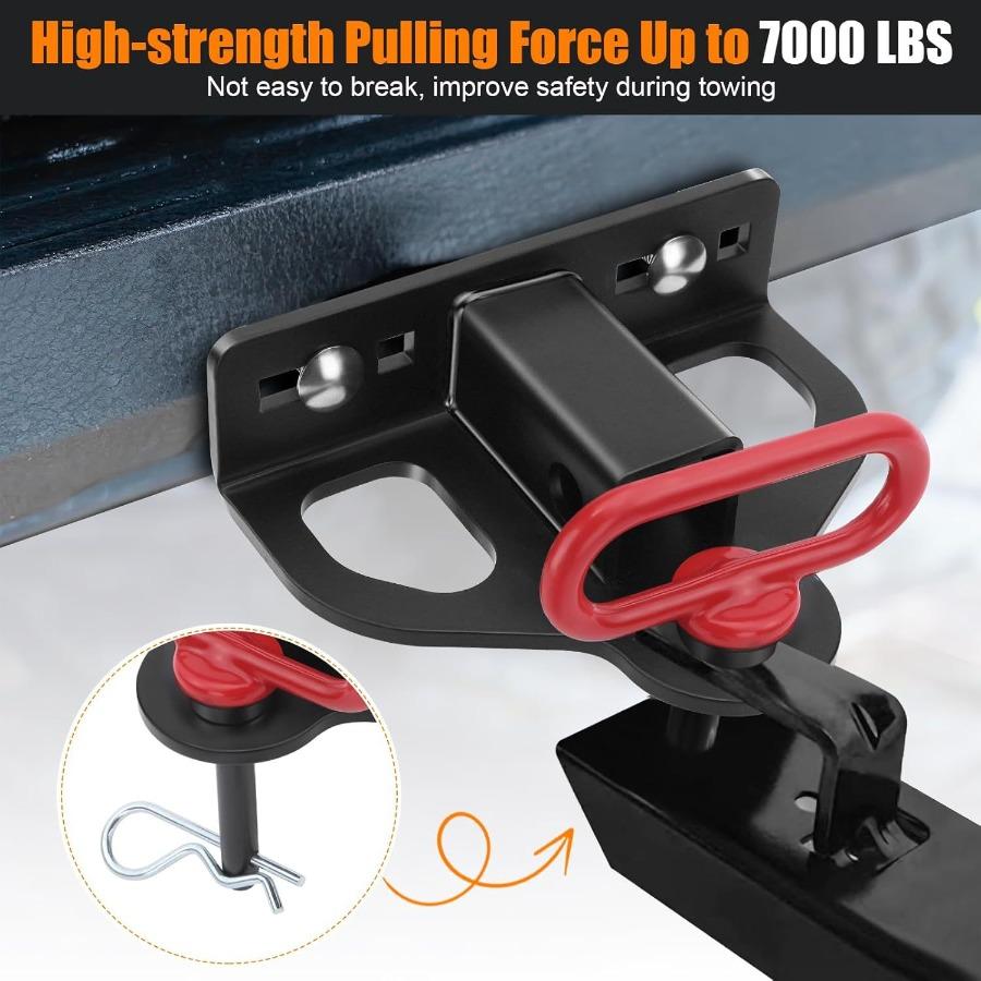 Heavy-Duty Steel Trailer Hitch Receiver - Multi-Functional Chain Slot with Solid Bolts for Lawn Mower Hitch Attachments