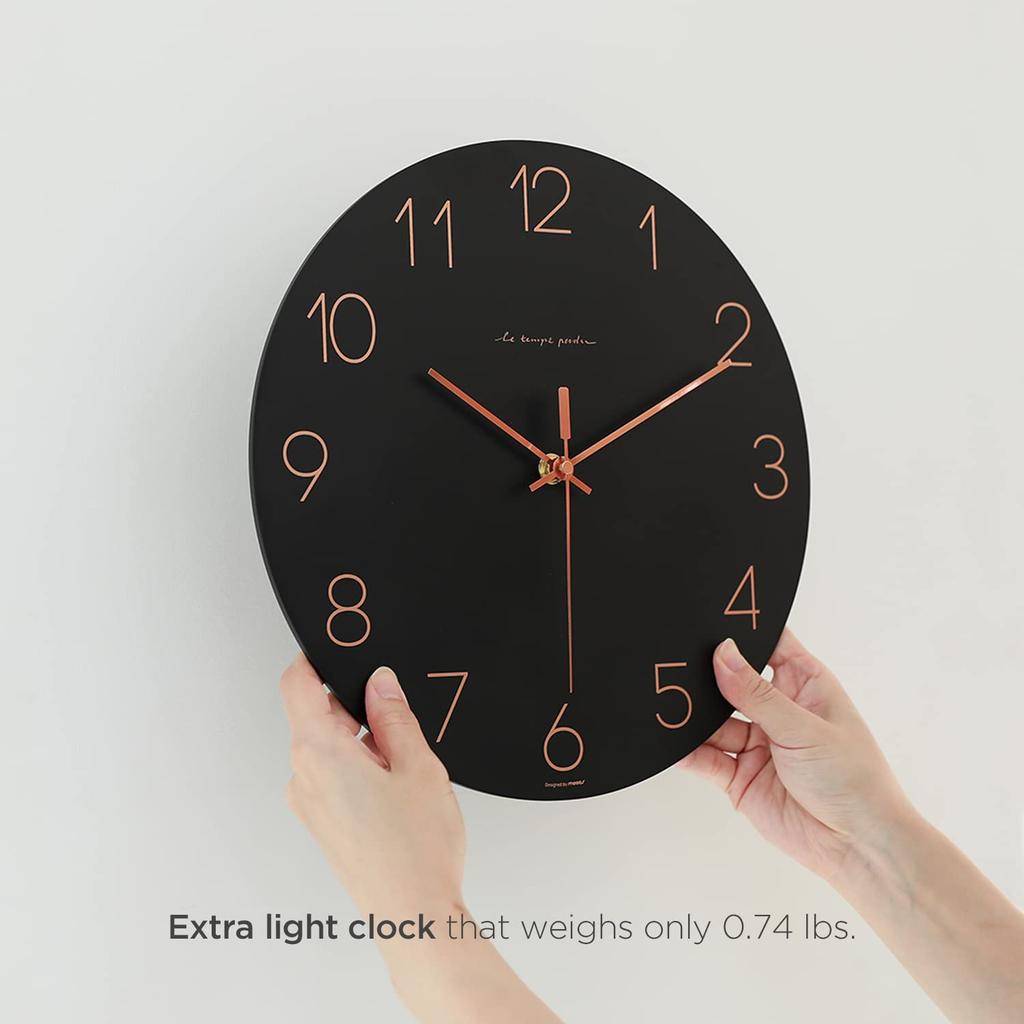 Mooas Ploché nástěnné hodiny Černé 30,5 cm