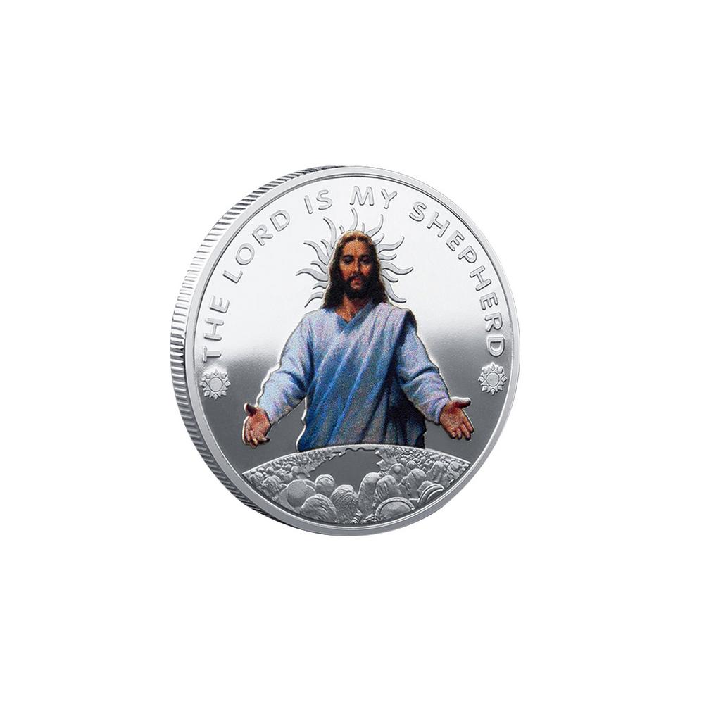 Commemorative Coin Metal Jesus Christ Coin Christmas Blessing Jesus Colour Printed Metal Commemorative Coin Coin Coin Collection