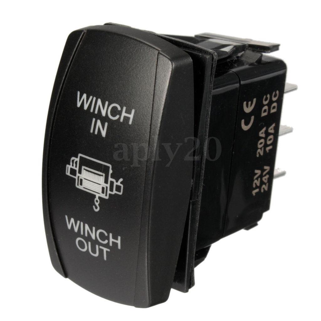 Universal Waterproof IP66 Momentary Rocker Switch Winch In/Out DPDT 7Pin with LED Light