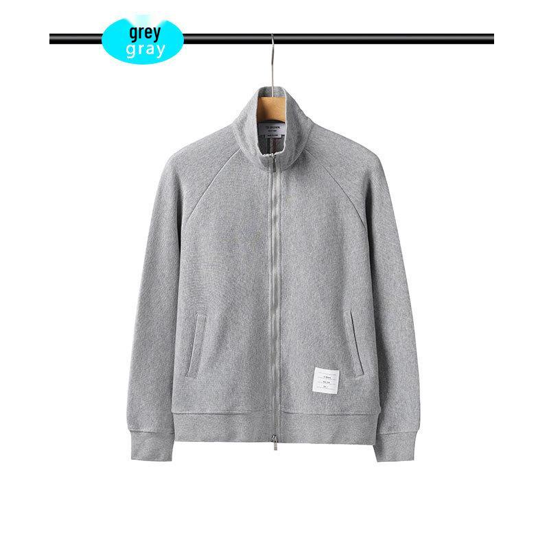 2025 Autumn Korean Casual Striped Raglan Sleeve All-Cotton Zipper Jacket