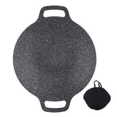 Korean Style Round Grill Pan Aluminum Nonstick Medical Stone Coating Grill Pan for Home Meats