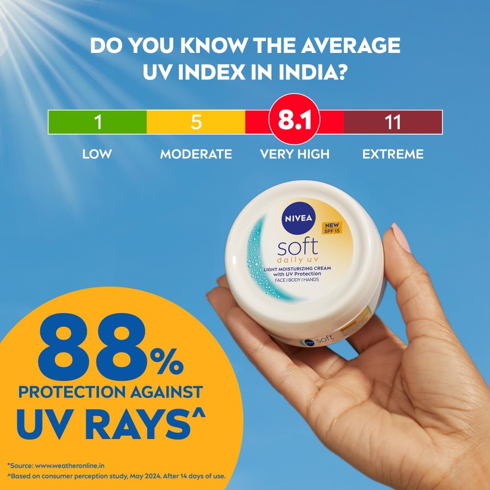 Nivea Moisturizing Cream SPF 15 with Vitamin E & Shea Butter, 100ml, Lightweight Daily Face Cream for All Skin