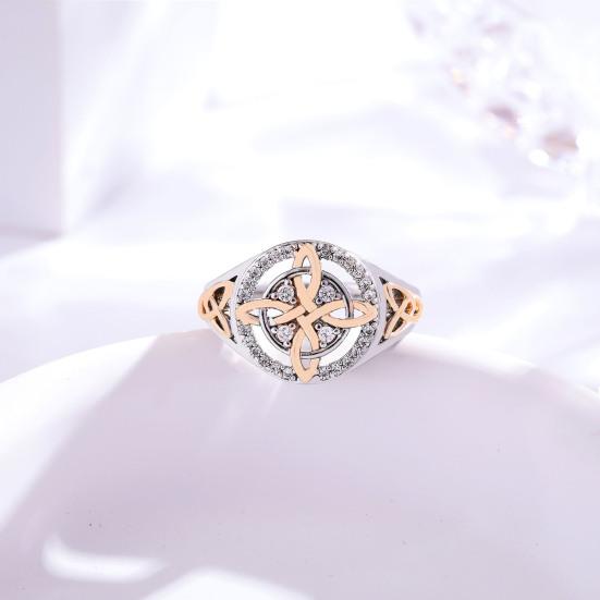 Women Finger Ring Witch Knot Design Two-tone Ring Women Spiritual Comfort Negative Energy Protective