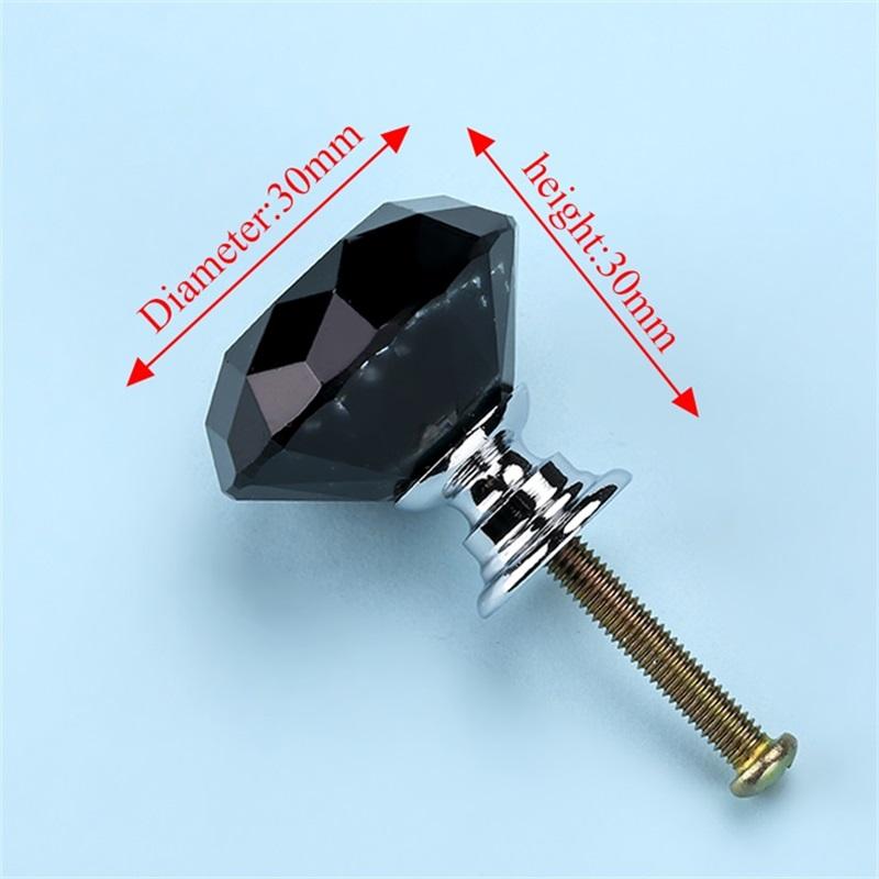 NAIERDI 20mm 30mm Diamond Crystal Glass Knobs Cupboard Pulls Drawer Knobs Kitchen Cabinet Handles Modern Style Furniture Pulls