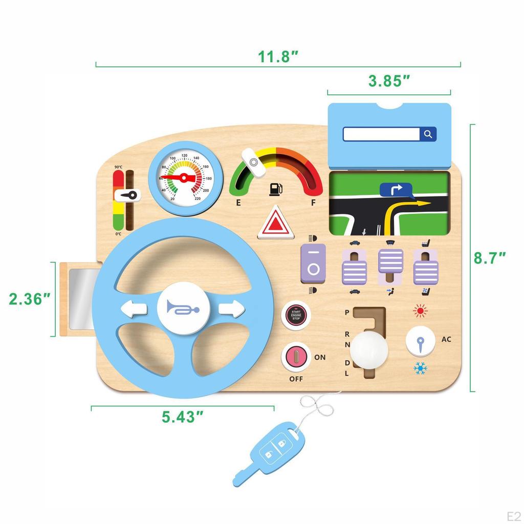 Montessori Busy Board Wood Steering Wheel Toy Developmental Teaching Aids Sensory Activity for