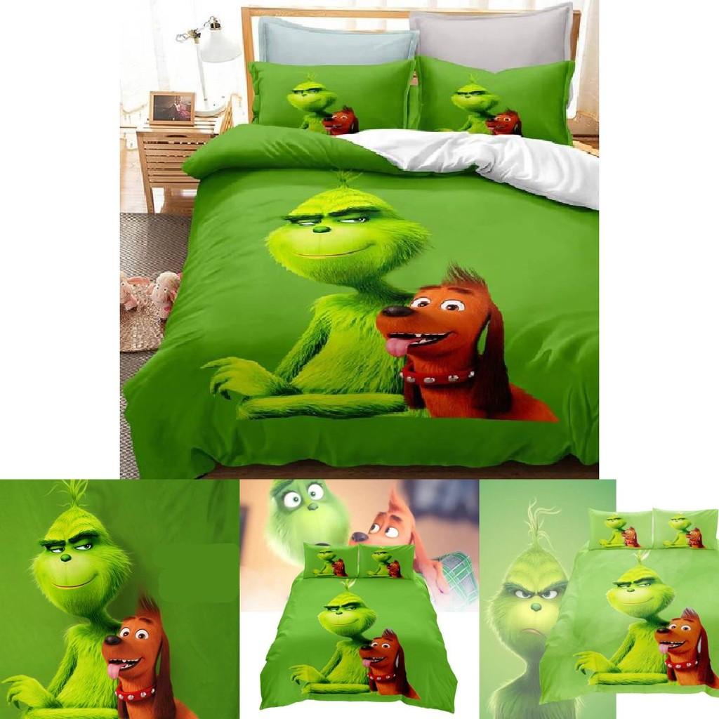 Postać z kreskówki Grinch Zestaw poszewek na kołdrę drukowany 3D do nowoczesnej dekoracji sypialni