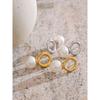 Eetit Korean Elegance Stainless Steel Simulated Pearls Geometric Stud Earrings for Women Korean Style Chic Daily Wear Jewelry