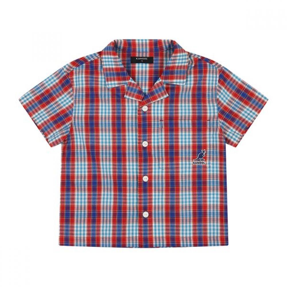 Kangol Kids Check Short Sleeve Shirt Red Asbcsh01050re Red/100