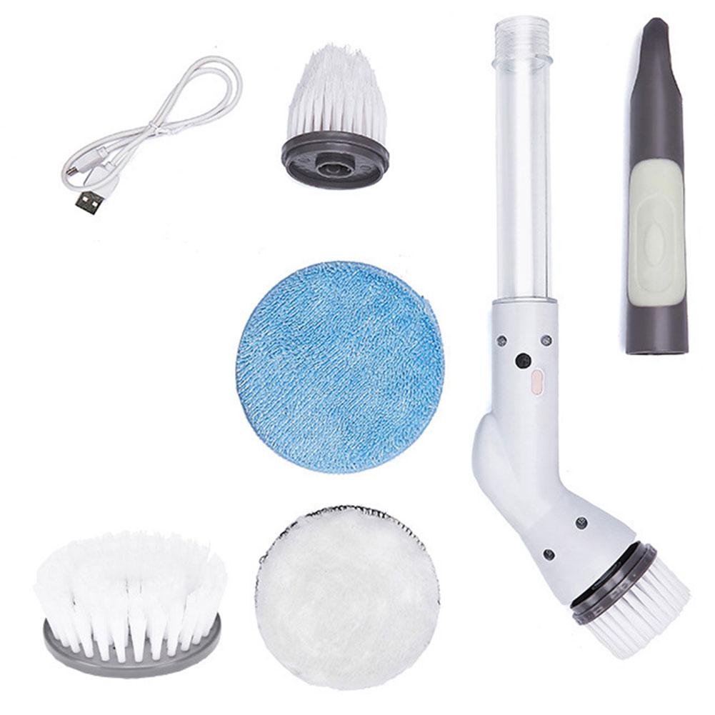 

Электрический очиститель Spin Электрическая вращающаяся щетка с 6 сменными насадками Электрическая вращающаяся щетка Ручной инструмент для уборки пола белый