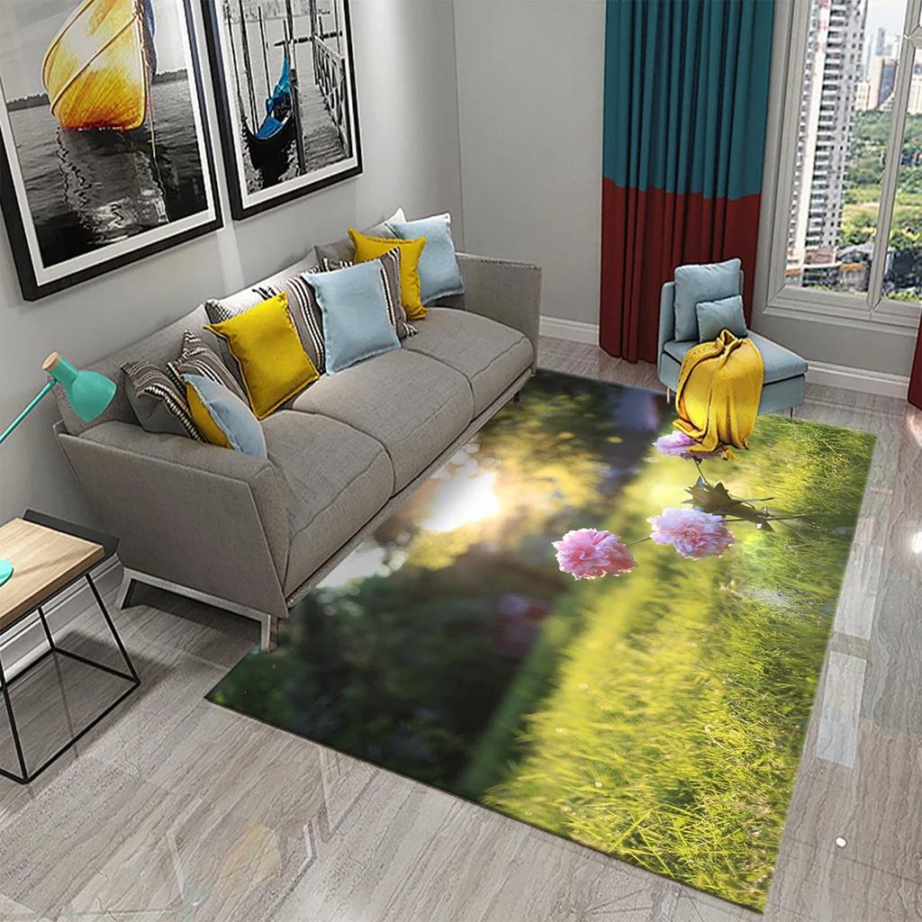 3D Flowers In The Morning Light Carpet for Kids Play Crawling Mat Boys Girl Bedroom Bedside Decor Floor Rug Living Room Carpet