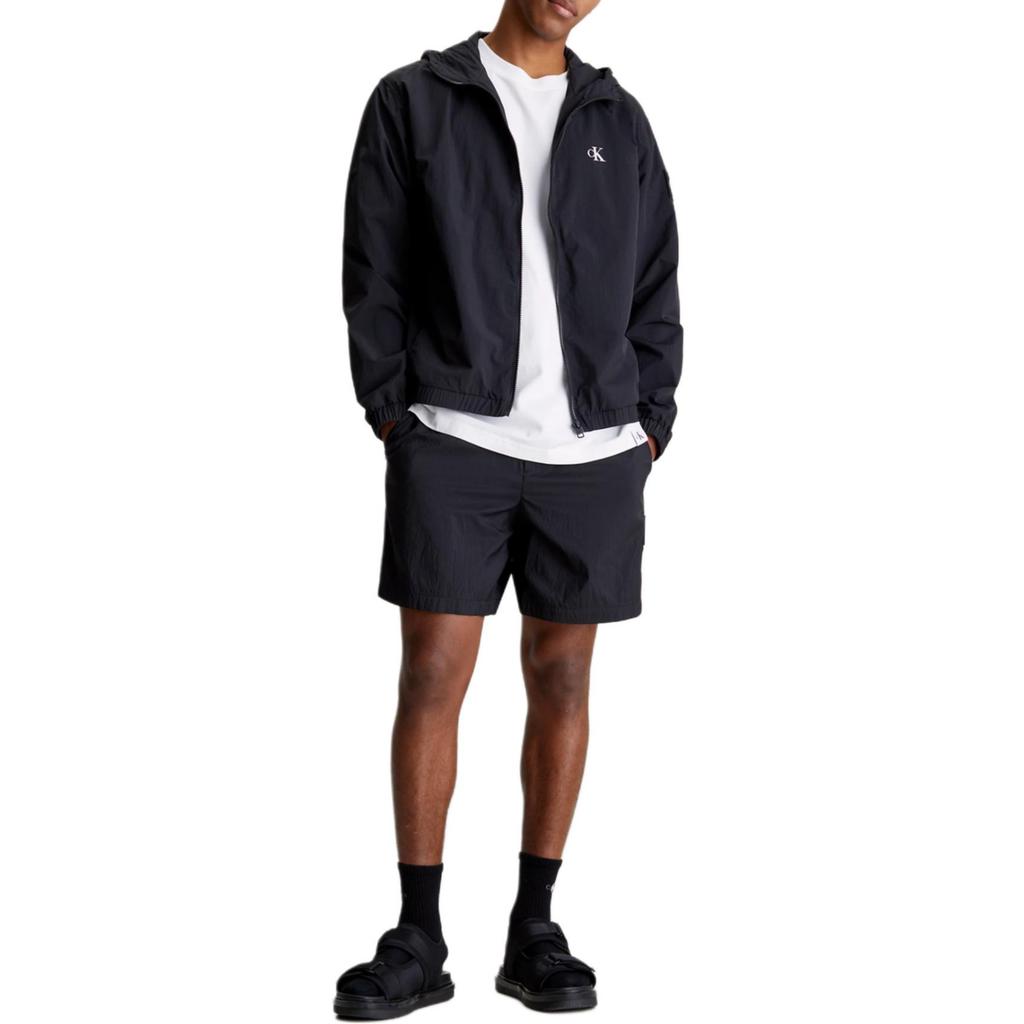 Calvin Klein Casual Hooded Loose Wrinkled Long Sleeve Windbreaker Men Outerwear Black J30J325106-BEH