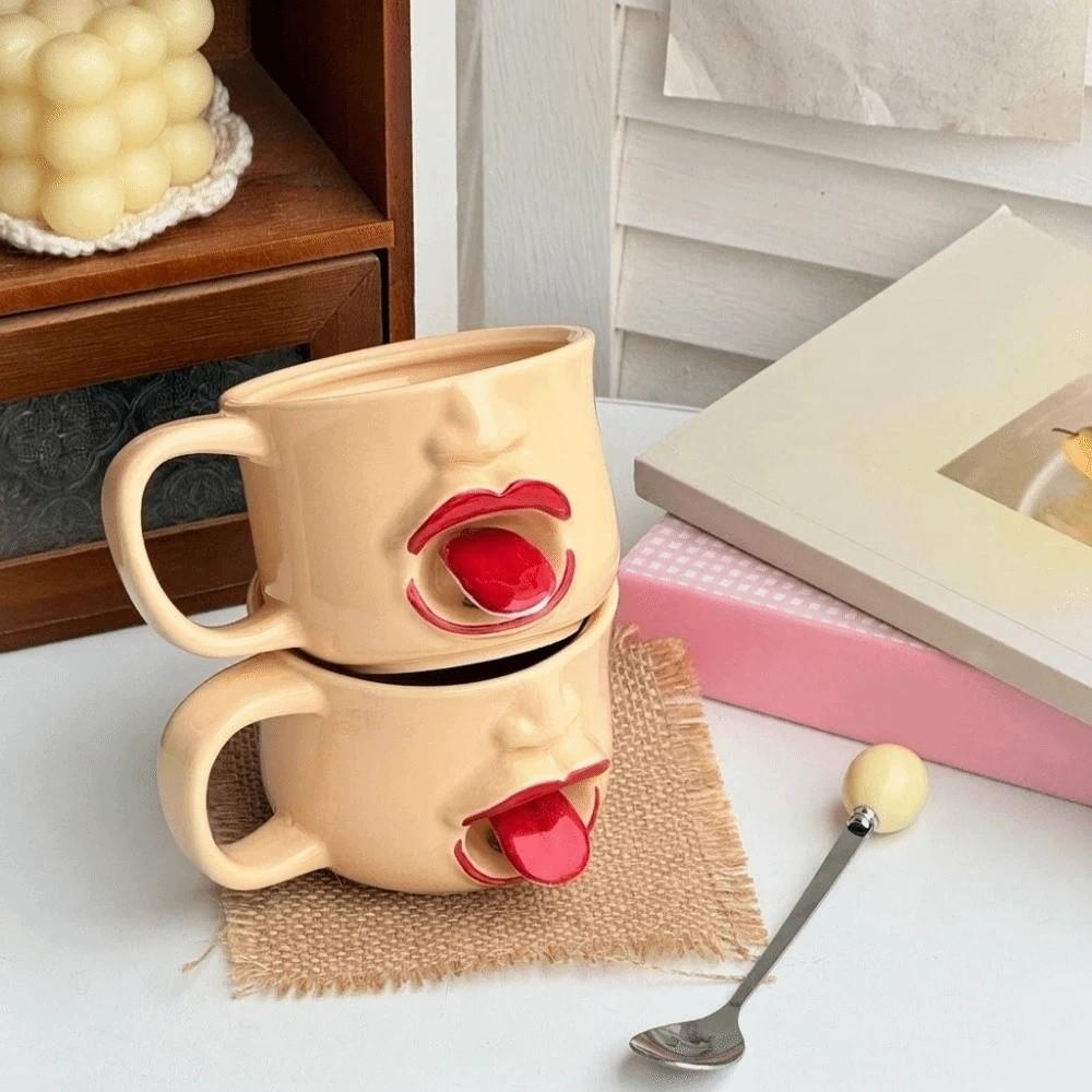300ml Movable Tongue Cup Playful Ceramic Mug Water Cup Restless Tongue Cup Gift