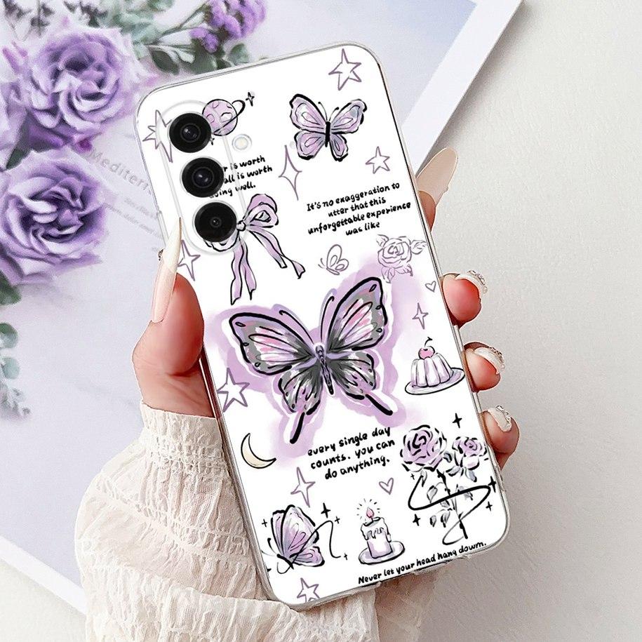 For Samsung Galaxy A56 5G Case SM-A566B Cover New Fashion Flower Butterfly Soft Silicone Phone Case For Galaxy A26 A36 5G Fundas