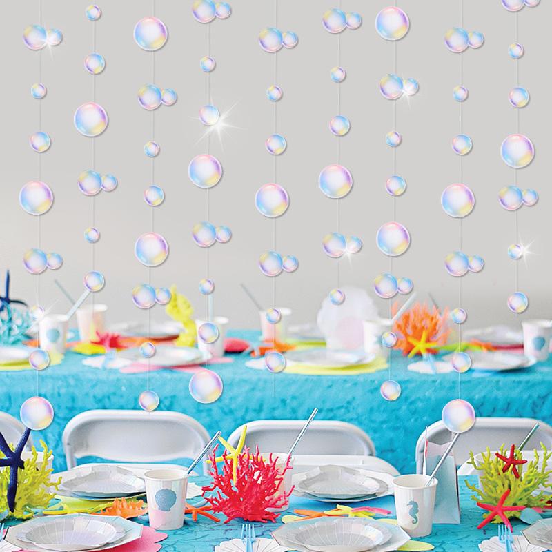 3M Bubbelgirlanger Barn Sjöjungfru Födelsedagsfest Dekoration Hängande Band Under Havet Havsfest Tillbehör Babyshower Bröllop