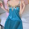 Women Nightgown Spaghetti Straps Sleeping Skin-touch Summer Ice Silk Suspenders Sexy Nightdress Home Wear