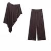 Zbzr Spring New Women Clothes Metal Color Line Asymmetric Cape Coat Wide Leg Pants 3067772 2180505