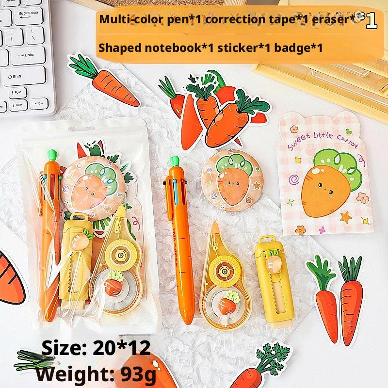 Various Stationery Sets: Small Carrot, Corn, Vegetable and Fruit Ballpoint Pens, Gel Pens, Small Stationery Gifts for Class Students, Creative Learnin