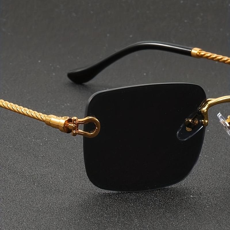 Retro Fashion Square Frameless Twisted Rope Fashion Glasses for Men and Women, Metal Frame, AC Lens, for Daily Decoration Glasses